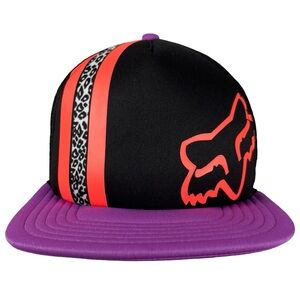 Fox Racing‎ Women’s Snapback Hat Black Purple Neon Logo Mesh Trucker